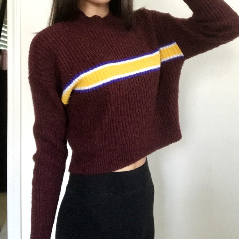 Striped Cropped Sweater - Picture 3 of 3